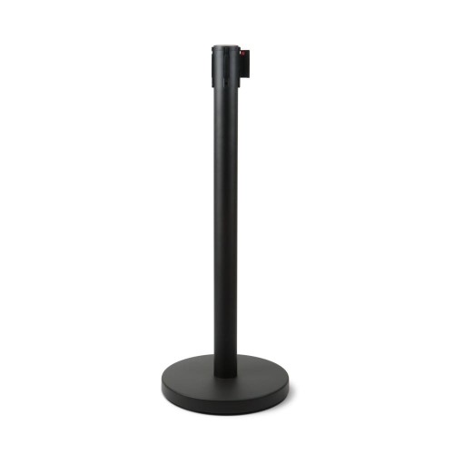 EJ-EXTBE Barrier Post with a Winding Tape 250 cm  - Black - Barrier Post with a Rolling Tape for the Hotel, Restaurant, VIP Area