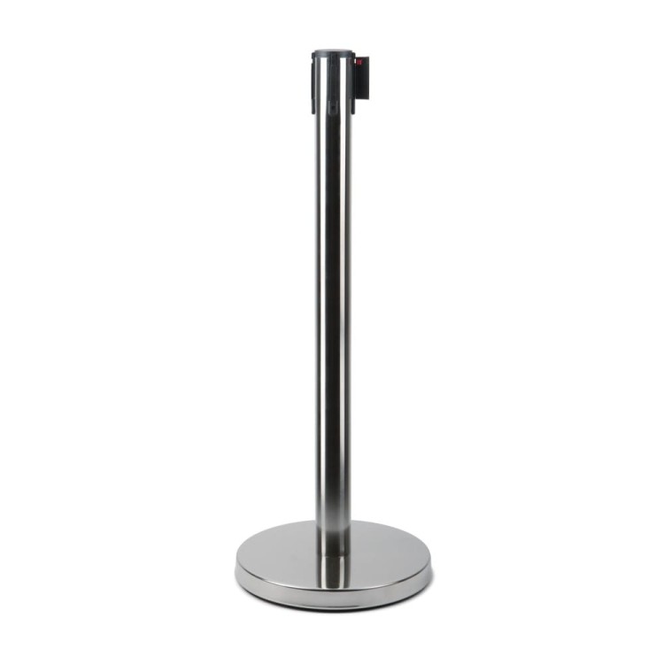 EJ-EXTBE Barrier Post with a Winding Tape 250 cm  - Chrome - Barrier Post with a Rolling Tape for the Hotel, Restaurant, VIP Area