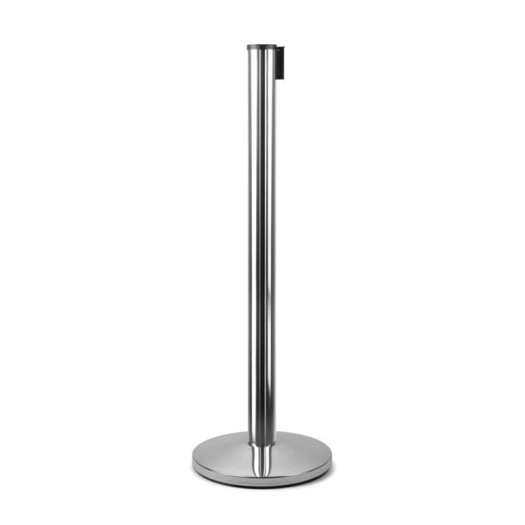 J-EXTBE Barrier Post with a Black Winding Tape 270 cm - Chrome Post With a Black Tape - A Barrier Post, a Post With a Rounded Tape For the Hotel, Restaurant and VIP Area