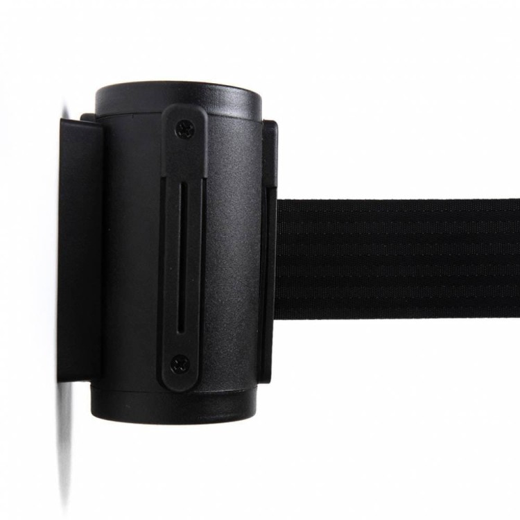 Głowica naścienna czarna z czarną taśmą zwijaną 270 cm J-EXTBE kasetka kaseta uchwyt ścienny ze zwijaną taśmą odgradzającą