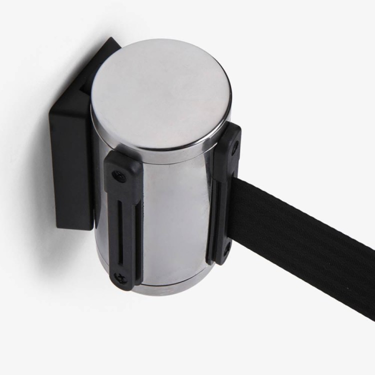 Głowica naścienna chromowa z czarną taśmą zwijaną 270 cm J-EXTBE kasetka kaseta uchwyt ścienny ze zwijaną taśmą odgradzającą