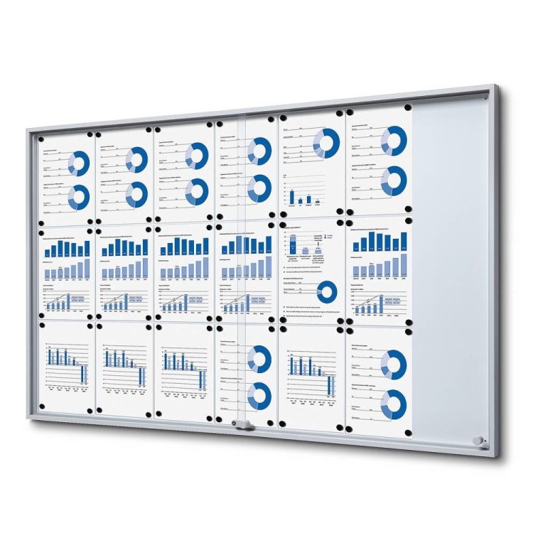 SLIM 21xA4 Magnetic Display Case 154x92 cm with Sliding Doors, Locked with a Key for Internal Use, Internal Display, Advertising Display, Information Display, Notice Board, Information Board