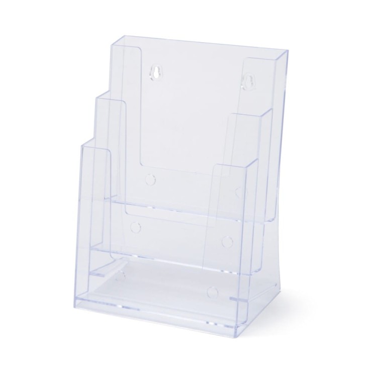 Stojak na ulotki SCRITTO® 3 x A5 odlewany stojak kieszeń na ulotki prospekty do postawienia na stół ladę z możliwością powieszenia na ścianie