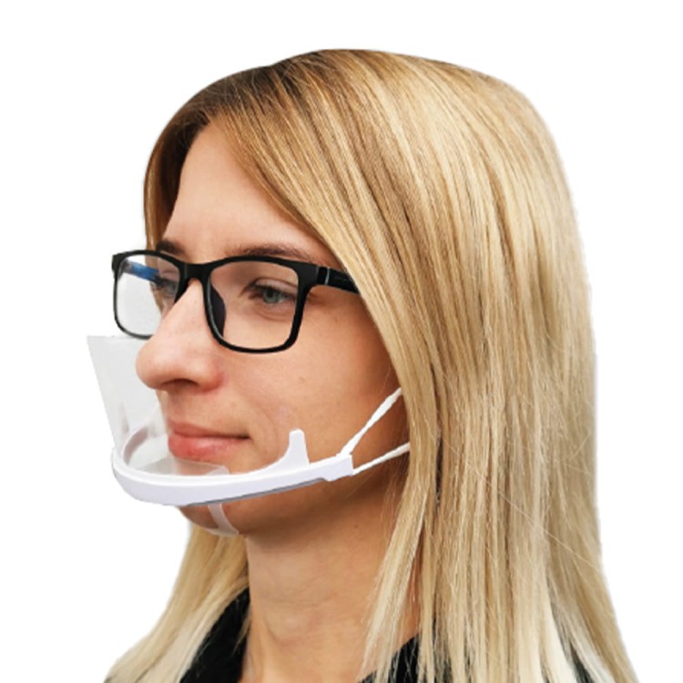 Półprzyłbica ochronna przyłbica ochronna na brodę mini przyłbica przezroczysta plastikowa osłona na nos i usta osłona na twarz