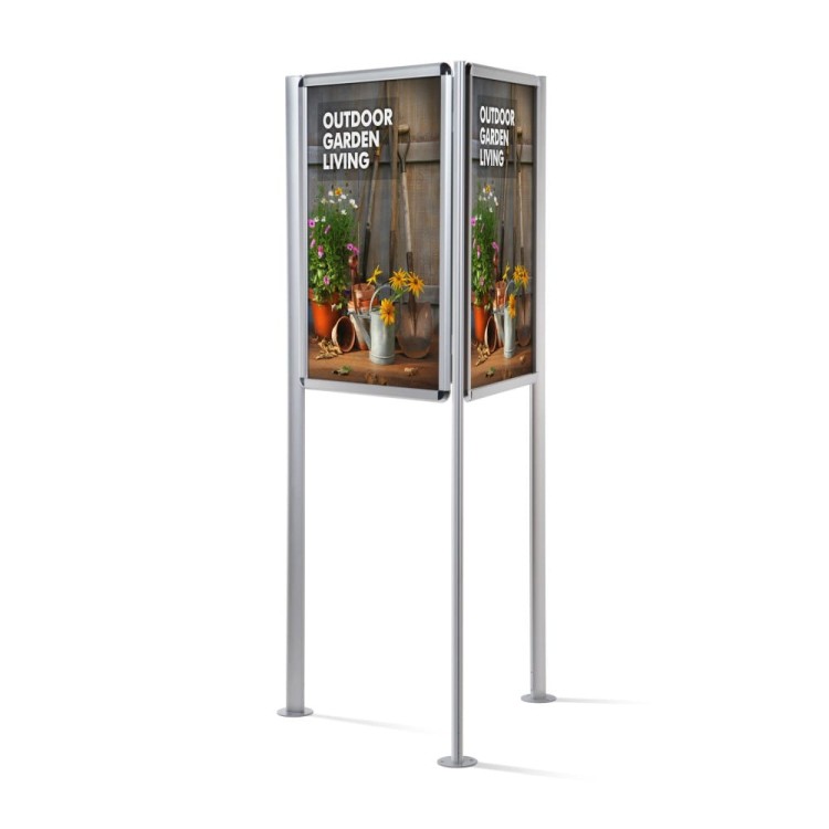 OVAL Information Stand With Three  A1 Snap Boards For Outdoor Use