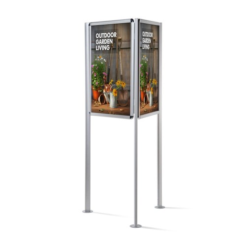 OVAL Information Stand With Three  A0 Snap Boards For Outdoor Use