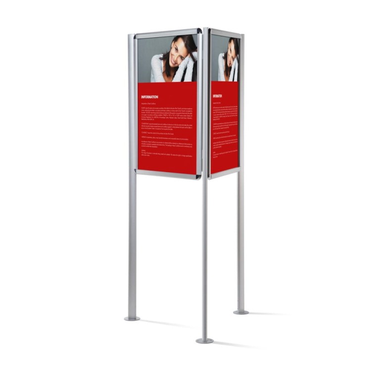 OVAL Information Stand With Three Snap Boards 70 x 100 cm For Outdoor Use