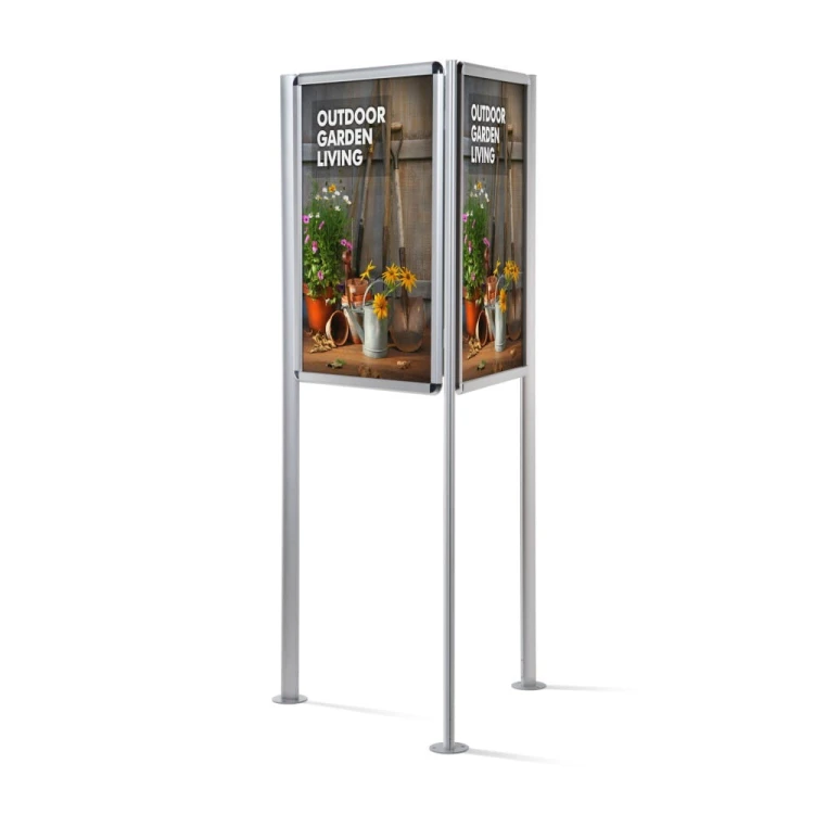 OVAL Information Stand With Three Snap Boards 70 x 100 cm For Outdoor Use