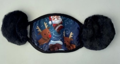 Świąteczna maseczka ochronna z nausznikami i wzorem dla dorosłych - renifer