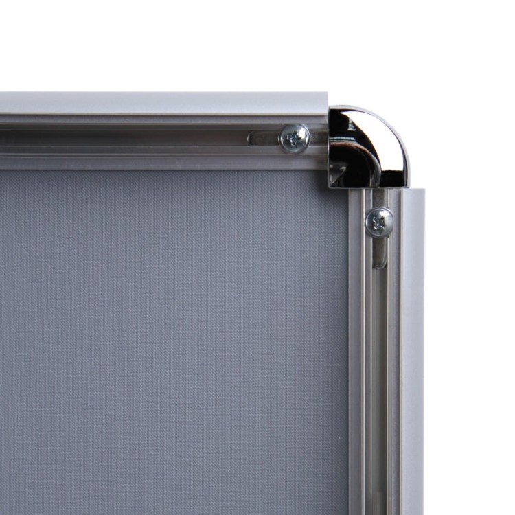 Ramka zatrzaskowa KRAST A3 (29,7 x 42,0 cm) aluminiowa srebrna z zaokrąglonym narożnikiem rama ramka plakatowa OWZ ścienna na plakat na zdjęcia profil 25 mm