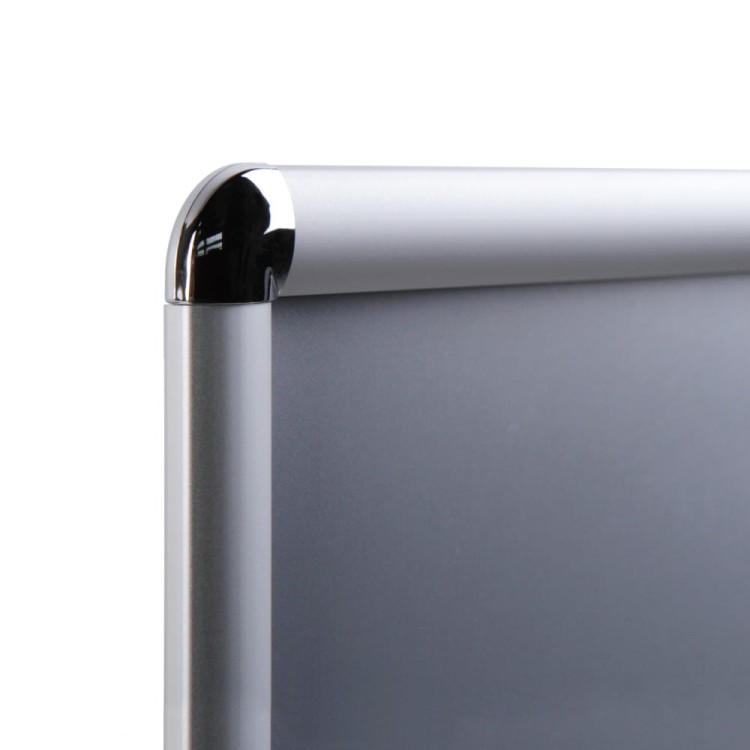 Ramka zatrzaskowa KRAST B1 (70,0 x 100,0 cm) aluminiowa srebrna z zaokrąglonym narożnikiem rama ramka plakatowa OWZ ścienna na plakat na zdjęcia profil 25 mm