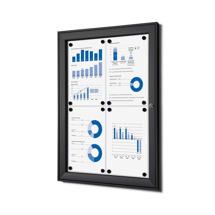 SCS 4xA4 Magnetic Display Case 44x61 cm Closed with a Key for Indoor Use, Indoor and Outdoor Display Cabinet, Advertising Display Case, Information Display Case, Notice Board, Information Board