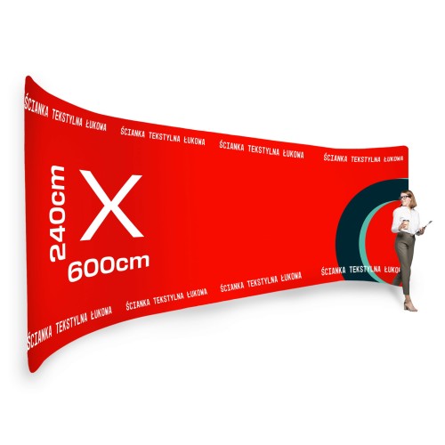 Ścianka Reklamowa Tekstylna Łukowa Pozioma 600 x 240 cm - ścianka wystawiennicza targowa prasowa