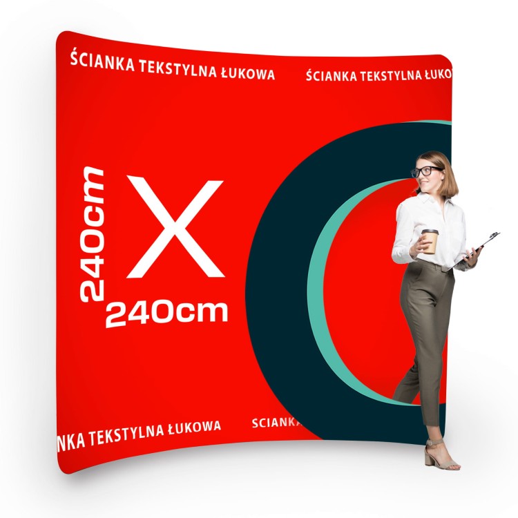 Ścianka Reklamowa Tekstylna Łukowa Pozioma 240 x 240 cm - ścianka wystawiennicza targowa prasowa