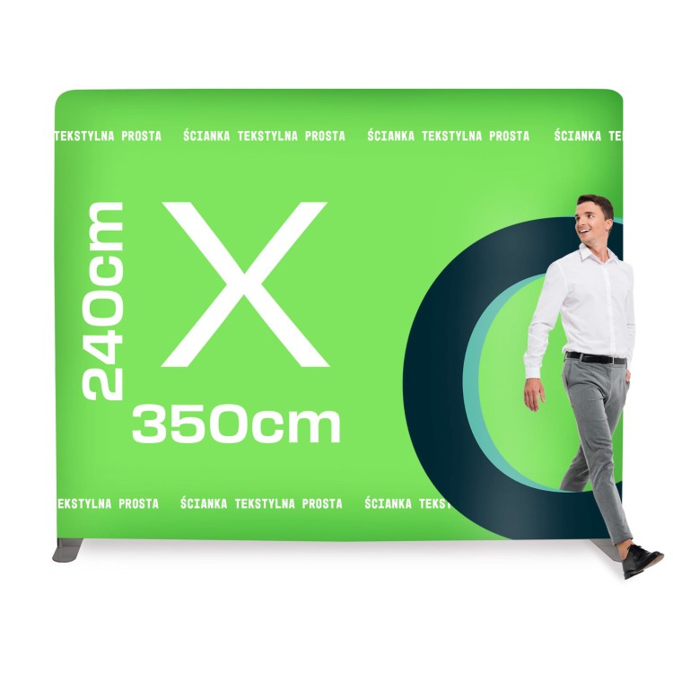 Ścianka Reklamowa Tekstylna Prosta 350 x 240 cm - ścianka wystawiennicza targowa prasowa