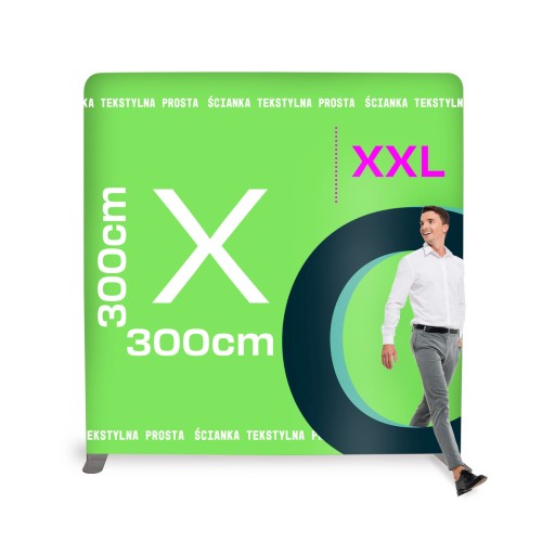 Ścianka Reklamowa Tekstylna Prosta 300 x 300 cm - ścianka wystawiennicza targowa prasowa