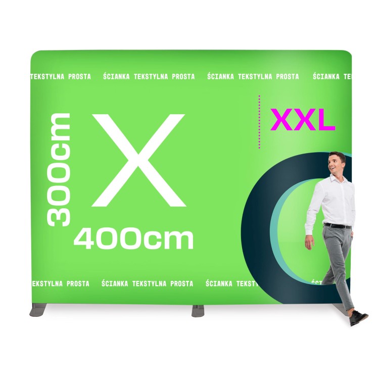 Ścianka Reklamowa Tekstylna Prosta 400 x 300 cm - ścianka wystawiennicza targowa prasowa