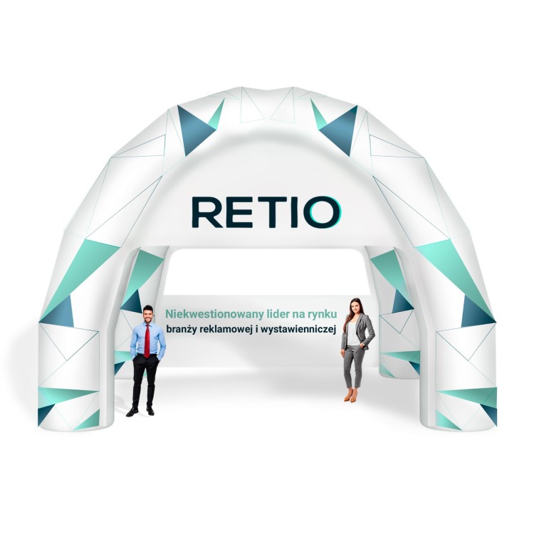 Namiot pająk nadmuchiwany, pneumatyczny 6x6 m z nadrukiem indywidualnym 4-nożny
