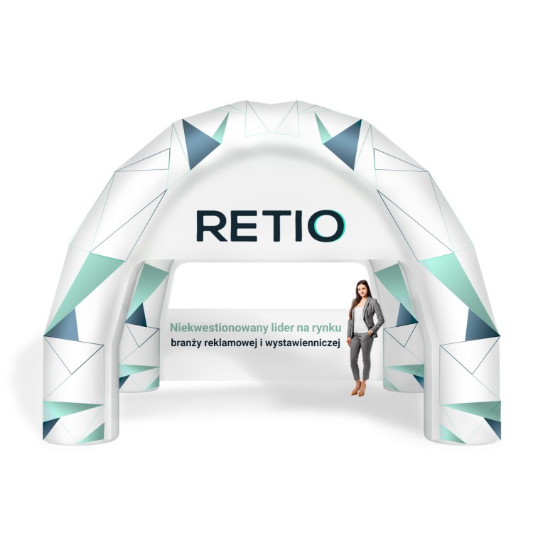 Namiot pająk nadmuchiwany, pneumatyczny 5x5 m z nadrukiem indywidualnym 4-nożny