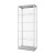 Szklana witryna stojąca 80x200x40 cm zamykana na kluczyk z prostokątną podstawą przeznaczona do użytku wewnętrznego