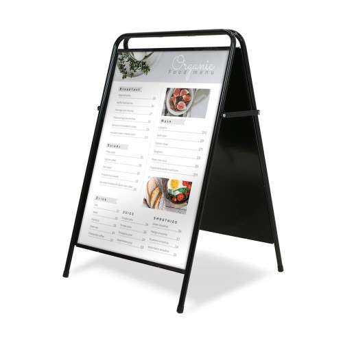 Potykacz reklamowy B1 - czarny potykacz reklamowy z zatrzaskową ramą OWZ i plecami ze stali