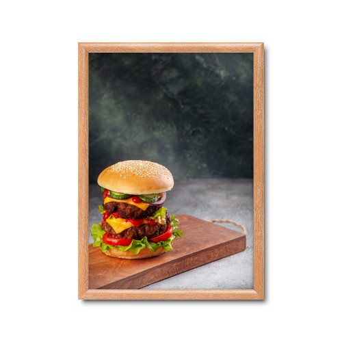 Ramka zatrzaskowa A2 (42 x 59,4 cm) aluminiowa w kolorze drewna z ostrym narożnikiem rama ramka plakatowa OWZ ścienna na plakat na zdjęcia profil 25 mm