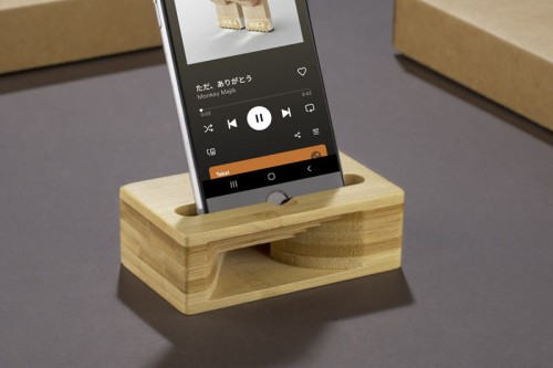 Stojak - eko głośnik na telefon RESONA beżowy (naturalny)