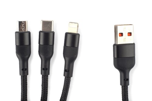Kabel USB 3 w 1 FAST czarny