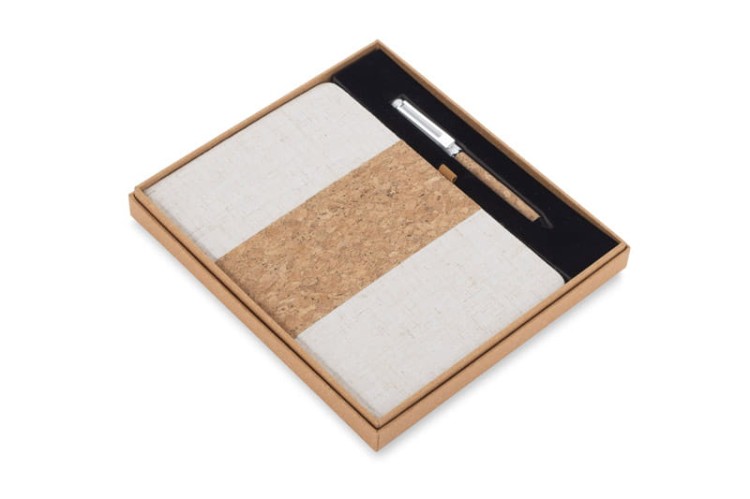 Zestaw - notes z długopisem CALMO beżowy (naturalny)
