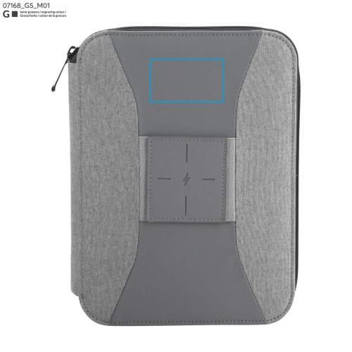 Teczka z power bankiem 5000 mAh i ładowarką indukcyjną SENA popielaty (szary)