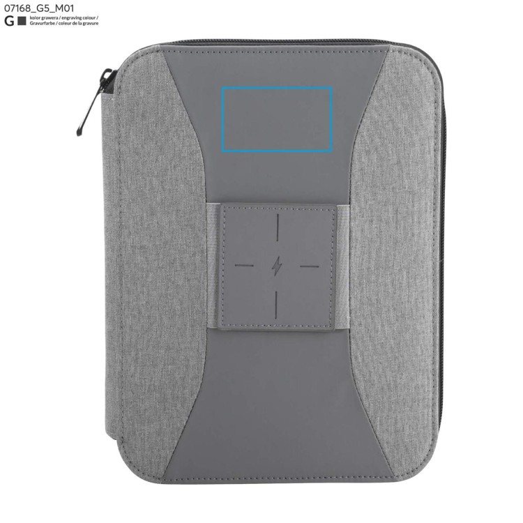 Teczka z power bankiem 5000 mAh i ładowarką indukcyjną SENA popielaty (szary)