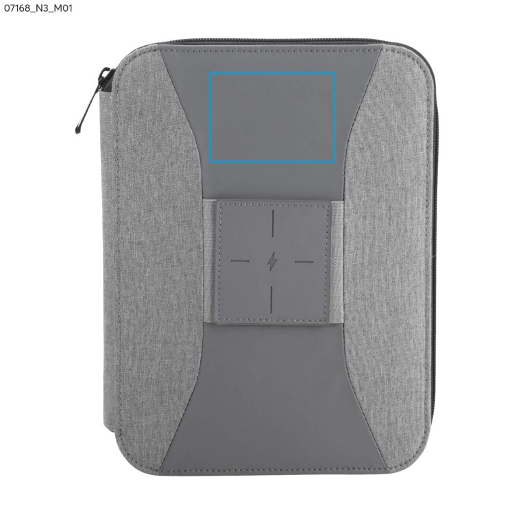 Teczka z power bankiem 5000 mAh i ładowarką indukcyjną SENA popielaty (szary)