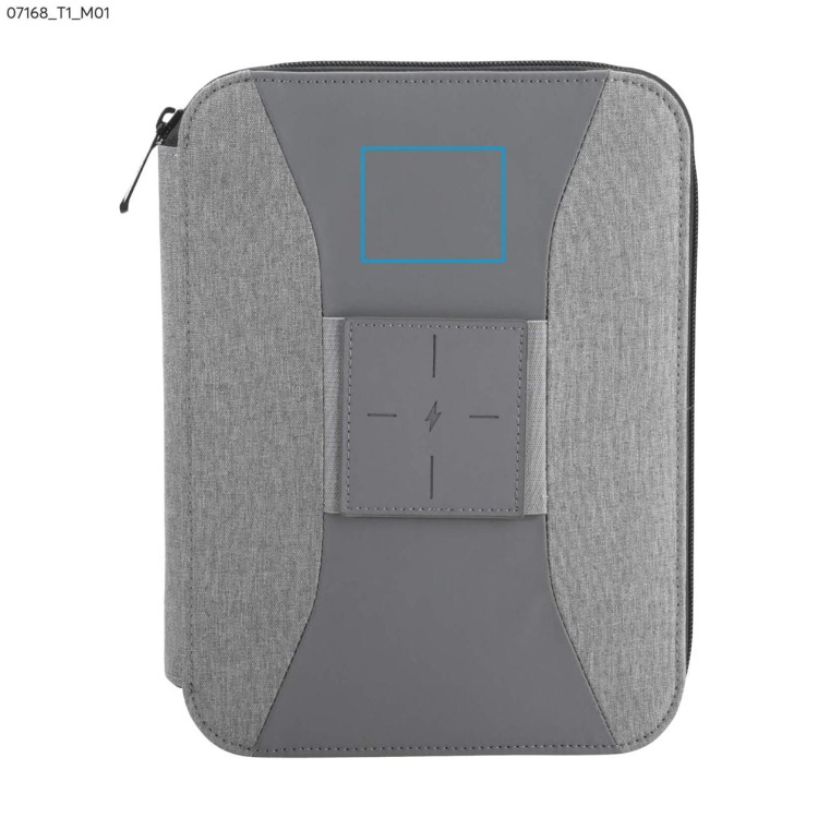 Teczka z power bankiem 5000 mAh i ładowarką indukcyjną SENA popielaty (szary)