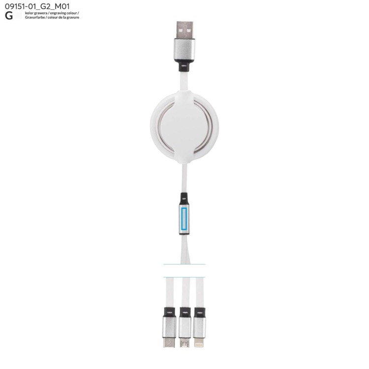 Kabel USB 3 W 1 BALJO biały