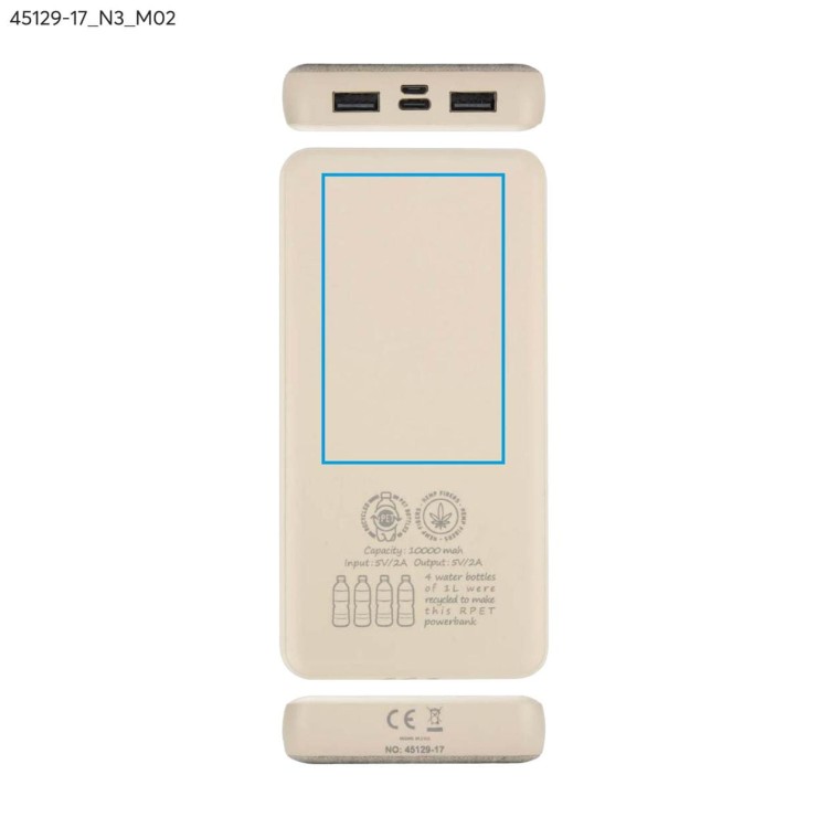 Power bank rPET REPPO 10000 mAh beżowy (naturalny)