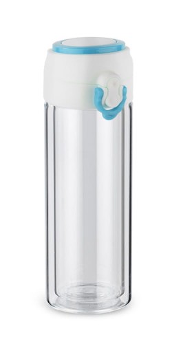 Bidon szklany VAKO 260 ml niebieski z logo