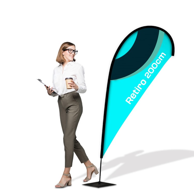 Flaga reklamowa RETIRO 2,00m z wydrukiem kształt ŁEZKA