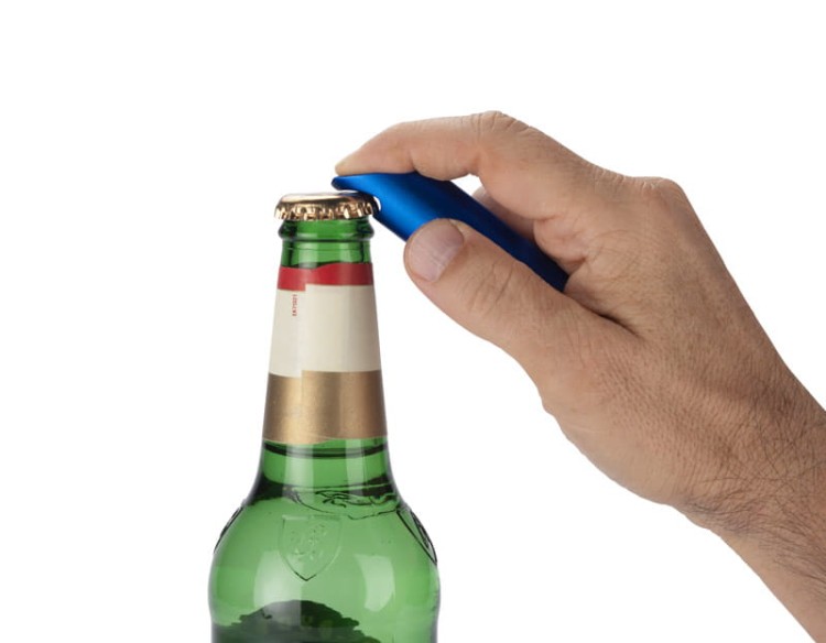 Latarka z brelokiem i otwieraczem LATARO niebieski z logo