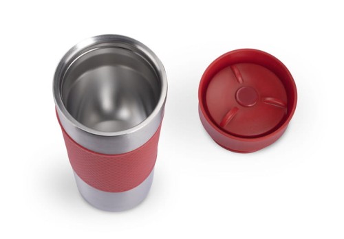 Kubek termiczny RONDE 420 ml czerwony z logo