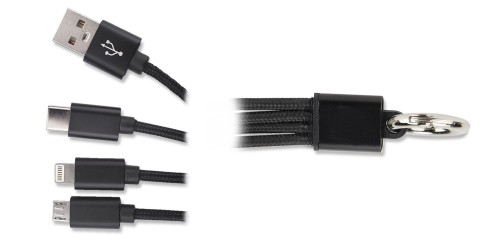Kabel USB 3 w 1 TAUS czarny z logo