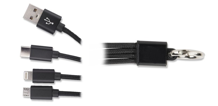 Kabel USB 3 w 1 TAUS czarny z logo