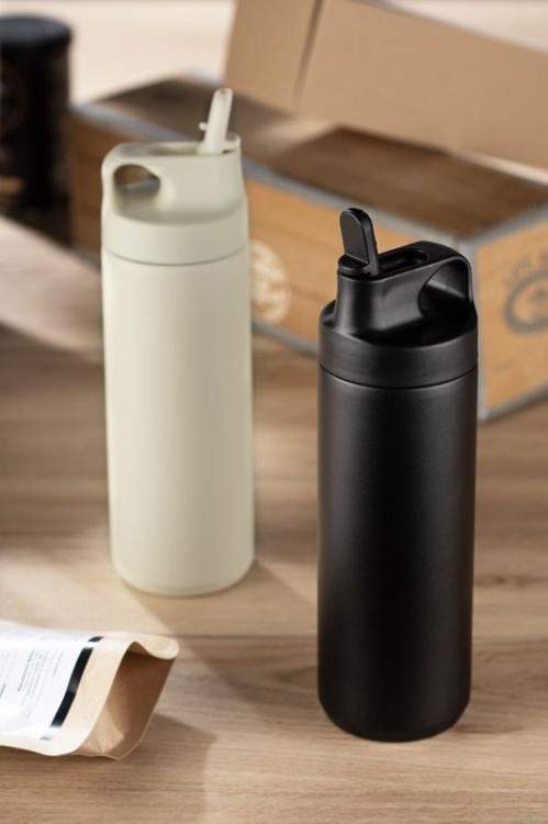 Bidon termiczny VELORA 500 ml czarny z logo