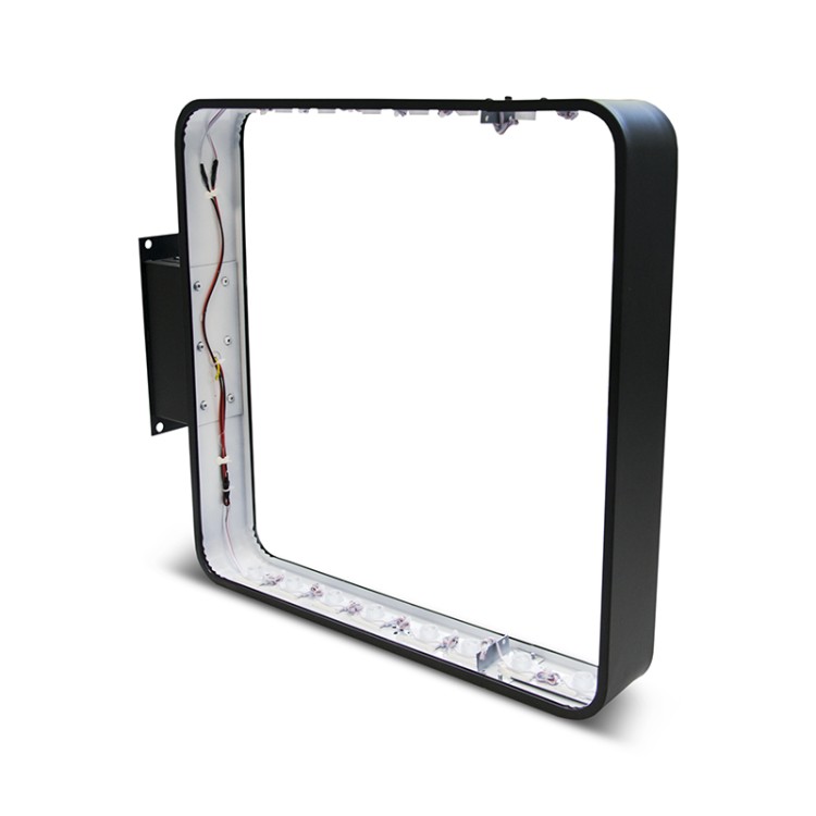 Zewnętrzny kaseton ścienny LED semafor kwadrat 60 x 60 cm z nadrukiem