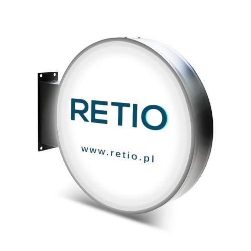 Zewnętrzny kaseton ścienny dwustronny LED semafor koło 50 cm z nadrukiem