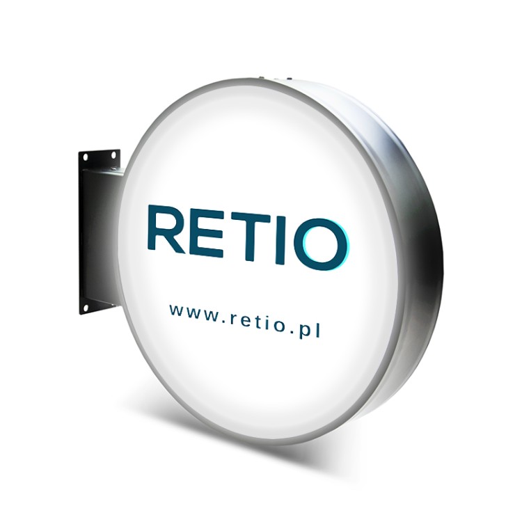 Zewnętrzny kaseton ścienny dwustronny LED semafor koło 50 cm z nadrukiem