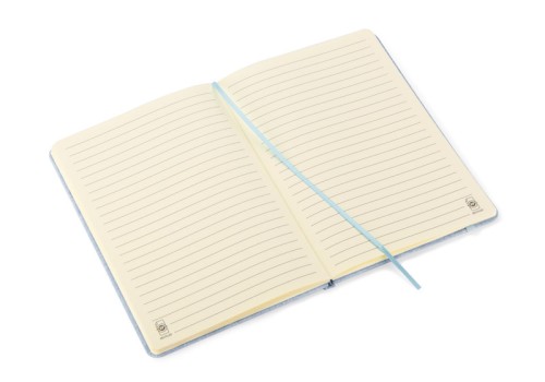 Notes z recyklingowanej bawełny BIVELLO A5 błękitny z logo