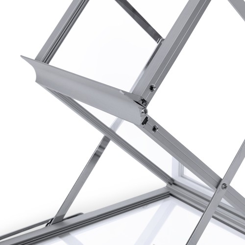 Dwustronny rozkładany stojak na ulotki 6xA4 z walizą - srebrny