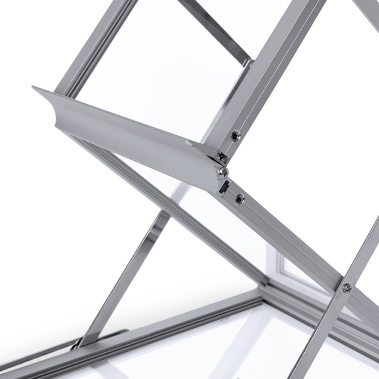 Dwustronny rozkładany stojak na ulotki 6xA4 z walizą - srebrny