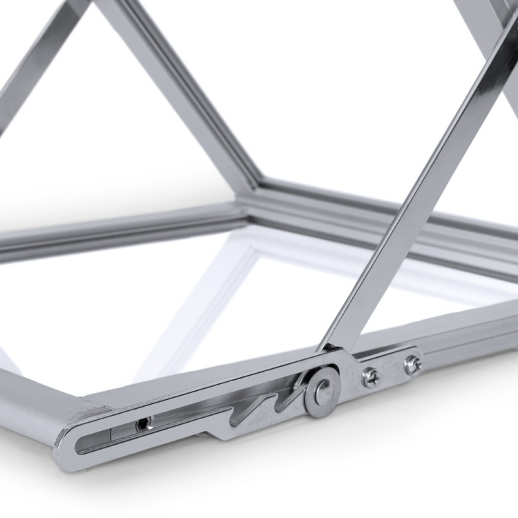 Dwustronny rozkładany stojak na ulotki 6xA4 z walizą - srebrny