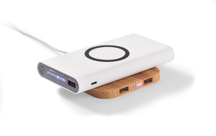 Power bank DOUBLE 8000 mAh biały z logo